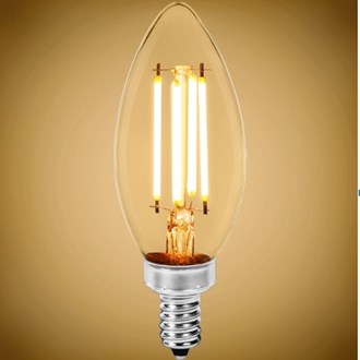 PLT Lumens - 4 Watt - 2700 Kelvin - LED Chandelier Bulb - 3.7 in .x 1.4 in. 60 Watt Equal - Incandescent Match - Clear - Candelabra Base - 120 Volt - P